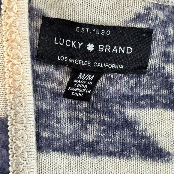 Lucky Brand Aztec Print Fringe Cardigan Sweater Boho Western Medium - Picture 4 of 7